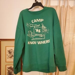 Stranger Things Camp Know Where XL Green Crew Neck Sweatshirt Boxlunch